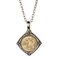 Double Headed Eagle Embossed Silver Inlaid Copper Pendant Necklace  Byzantine Style Vintage Antique Jewelry Gift