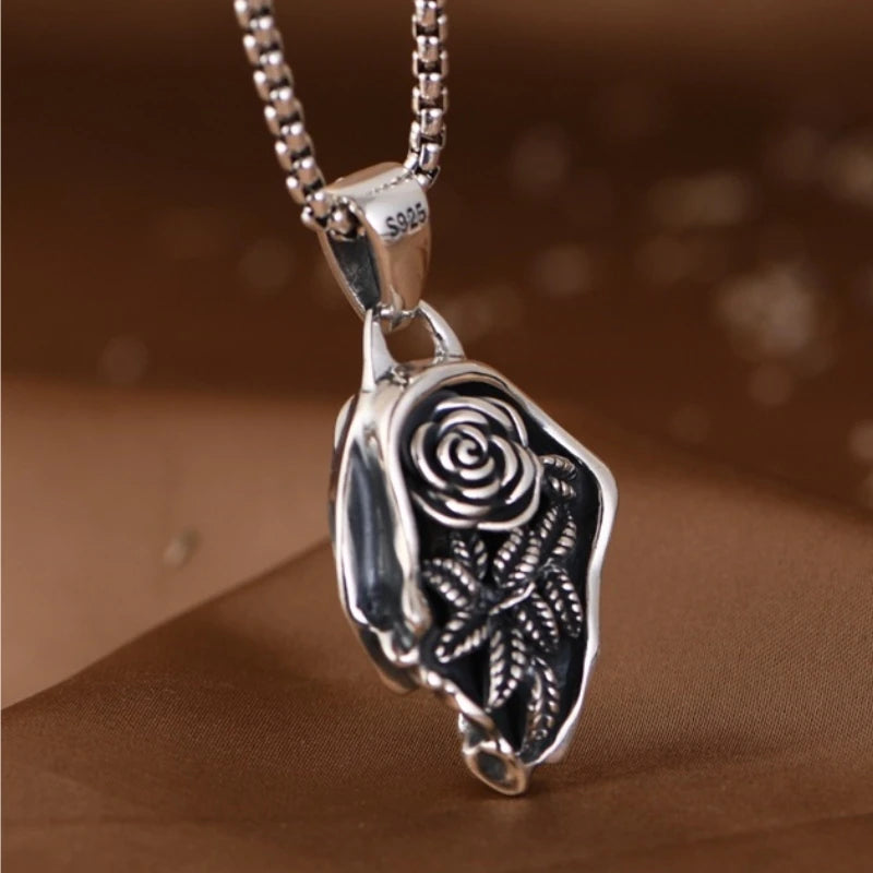 Genuine BOCAI S925 Sterling Silver Pendants for Women Men New Fashion Relief Rose Goddess Punk Vintage Jewelry Wholesale