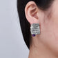 S925 Sterling Silver Stud Earrings for Women Mermaid Retro Texture Geometric Pattern Inlaid Amethyst Ear Stud Jewelry Wholesale