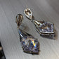 European and American vintage metal fashion French women multi-faceted cut zircon heavy texture gold and silver earrings