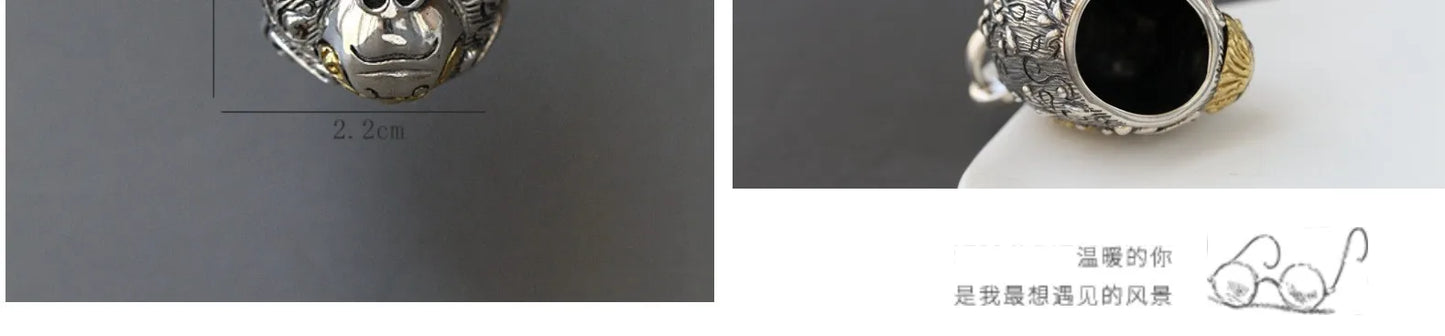 BOCAI New Real S925 Silver Jewelry Gorilla  Ｎon-Ｍainstream Punk  Ｖintage Personality Ｍan Pendant Christmas Gift