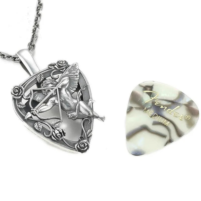 Pendant Sterling Silver 925 Rose Angel Guitar Paddle Can Be Played Luxury Jewellery Woman Man 2025 Trend Necklace Pendant P13