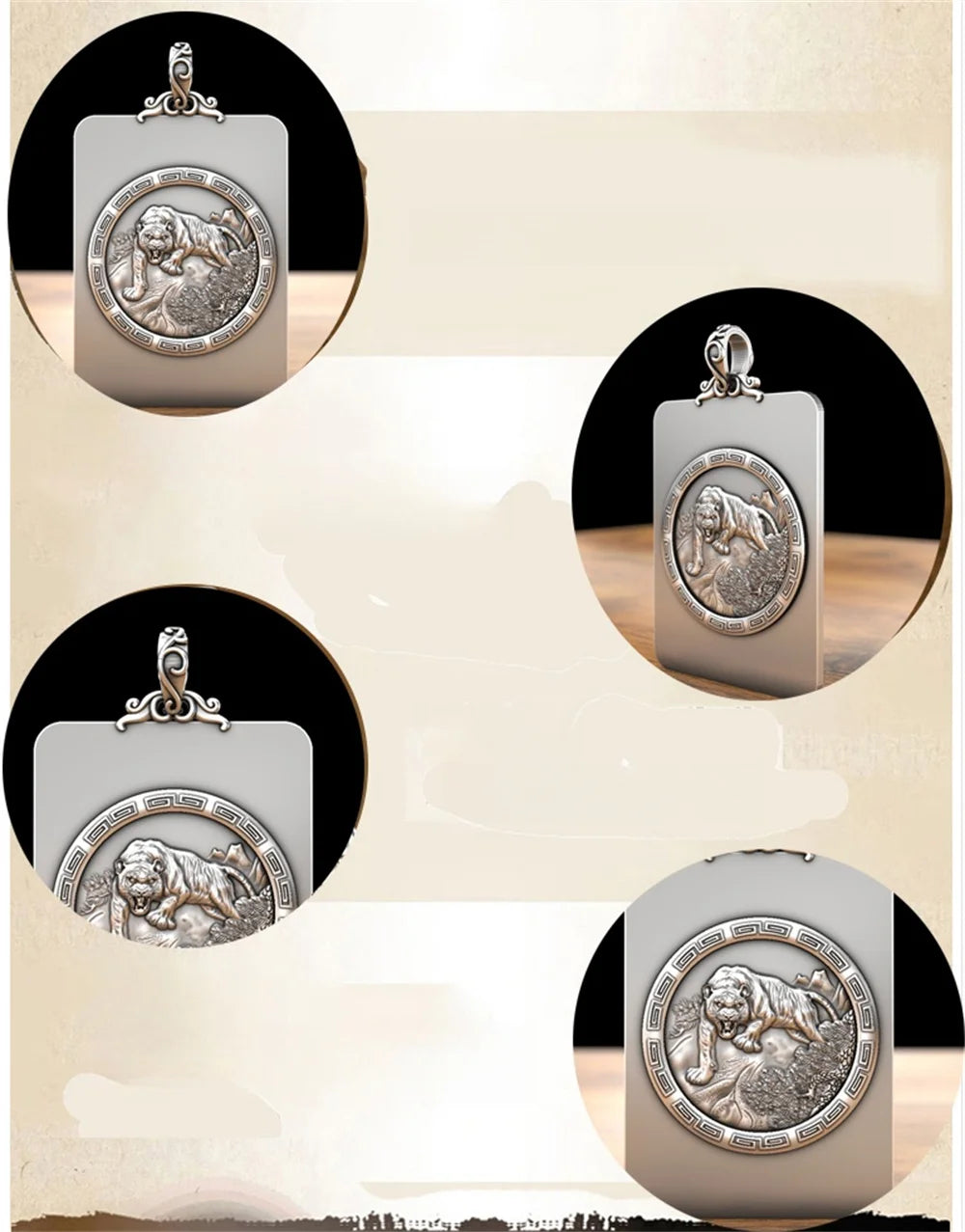 BOCAI S999 Sterling Silver Charms Pendants for Women Men New Fashion Solid Zodiac Tiger Square Punk Jewelry Amulet Wholesale