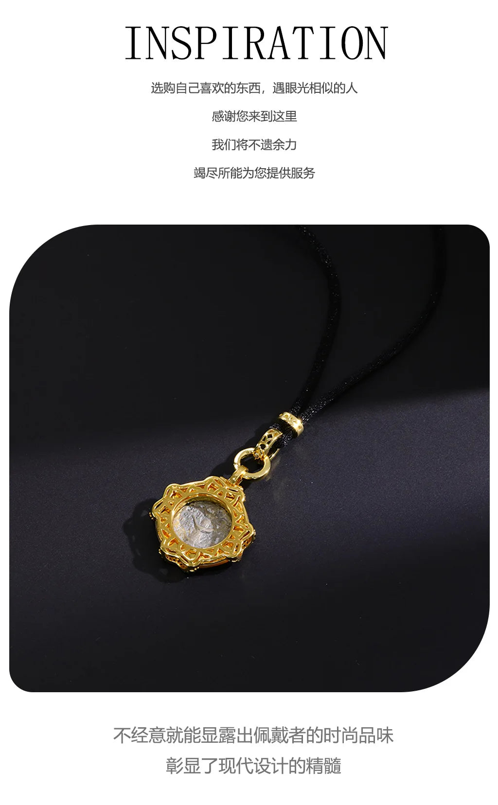 s925Silver Plated Ancient Greek Horn Emperor Ancient Coin Necklace Pendant Replica God King Zeus Heavy Craft Inlaid Mother-of-Pe