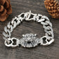 Ethnic style punk 925 sterling silver men's domineering tiger head bracelet wide face personalized trendy vine pattern vintage b