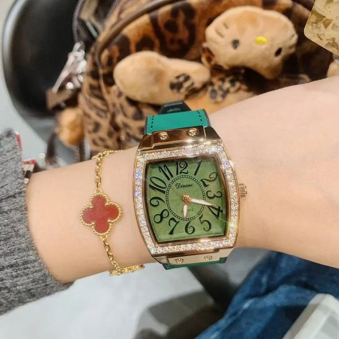 Timini Women's Watch Hot Selling Rose Red Belt Watch Women's Large Plate Xiaohongshu 77120