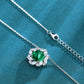Cushion Shape Vintage 925 Sterling Silver Lab Grown Emerald Pendant Necklace Lab Grown Diamond Necklace for Gift
