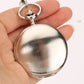 Brushed Silver Smooth Mechanical Pocket Men Watch Roman Numerals Dial Elegant Antique Stylish Hand Winding Pocket Clock Male