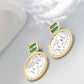 Natural White Shell Openwork 18K Gold Plated Earring Inlaid Black Agate 925 Sterling Silver Earrings Fashion Fine Jewelry Gift