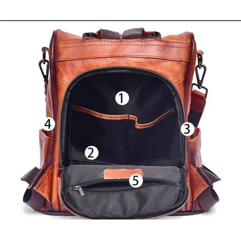 MOTAORA Vintage Women Backpacks 2025 New Genuine Leather Anti Theft Backpack Cowhide Large Capacity Ladies Travel Luxury Bags