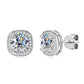 Rrjzz Classic Square 1CT Moissanit Women Earrings with Certificate 925 Sterling Silver Vintage Stud Ear for Wedding Fine Jewelry