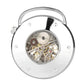Open Face Blue Roman Numerals Display Mechanical Hand Winding Pocket Watch Silver Transparent Skeleton Pendant Antique Clock