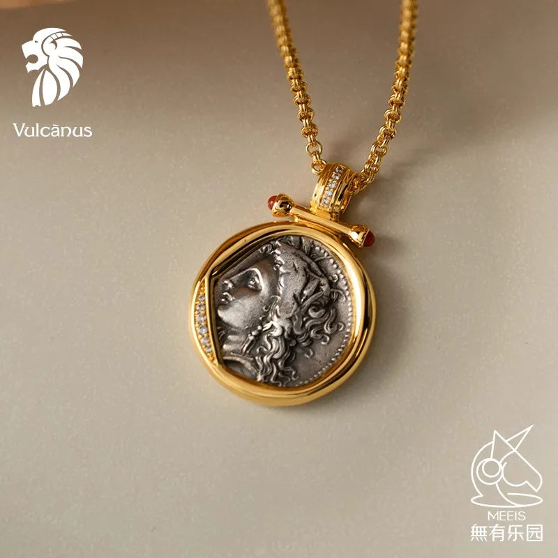 Demeter goddess of fertility vintage coin necklace