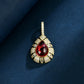 WUIHA Vintage 100% 925 Sterling Silver 9 * 12 MM Lab Sapphire High Carbon Diamonds Ruby Gemstone Pendant Necklace Fine Jewelry