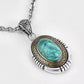 Necklace Pendant Real 925 Sterling Silver Big Natural Turquoise Indian Style Luxury Brand Fine Jewellery Woman Man 2025 Gift P16