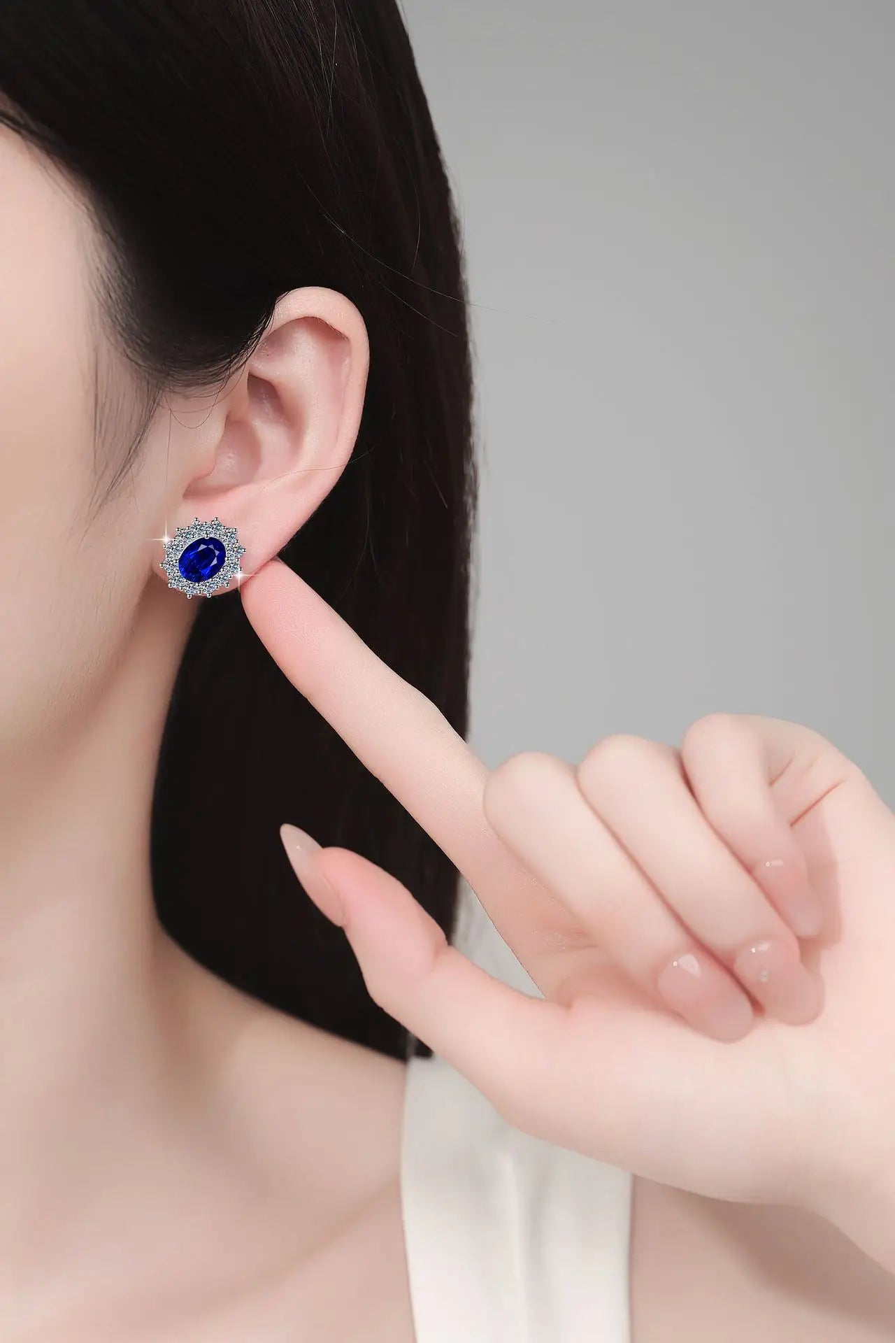 New blue sapphire earrings s925 pure silver sunflower ear jewelry set vintage high-end jewelry moissanite wedding jewelry