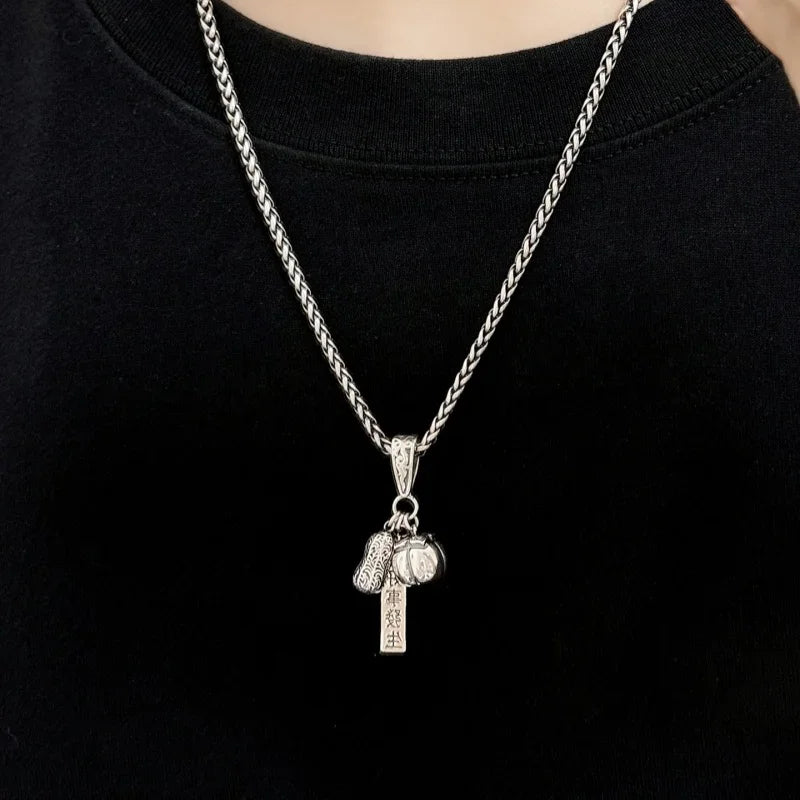 NEW  S925 Pure Silver Retro Auspicious Event Persimmon Peanut Tassel Men's And Women's Personality Pendant