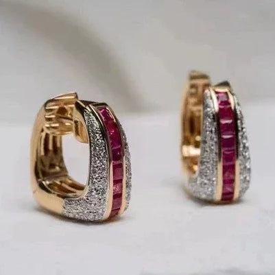 WUIHA Vintage 100% 925 Sterling Silver Lab Sapphire Ruby High Carbon Diamonds Wedding Engagement Hoops Earrings Fine Jewelry