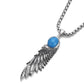 Necklace Pendant Pure 925 Sterling Silver Feather Blue Turquoise Luxury Brand Fine Jewelry Women Men 2024 New Christmas Gift P19