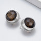 S925 Sterling Silver Studs Earring for Women Retro Edging Tangent Plane Smoky Quartz Ear Studs Fashion Classic Jewelry Wholesale