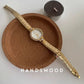 High Quality Brass Watch For Women's Quartz Vintage Luxury Band Antique Elegant 24K Gold Gold Women's Watch Medieval Style