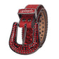 Men's Women's Fashion Sparkle Red Rhinestone Belt Strap Western Cowboy Cowgirl Bling Bling Crystal Studded Belt for Jeans Dress