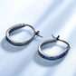 Vintage Non Tarnish Womens 925 Silver Earring Black Blue Zircon Hoops Earrings